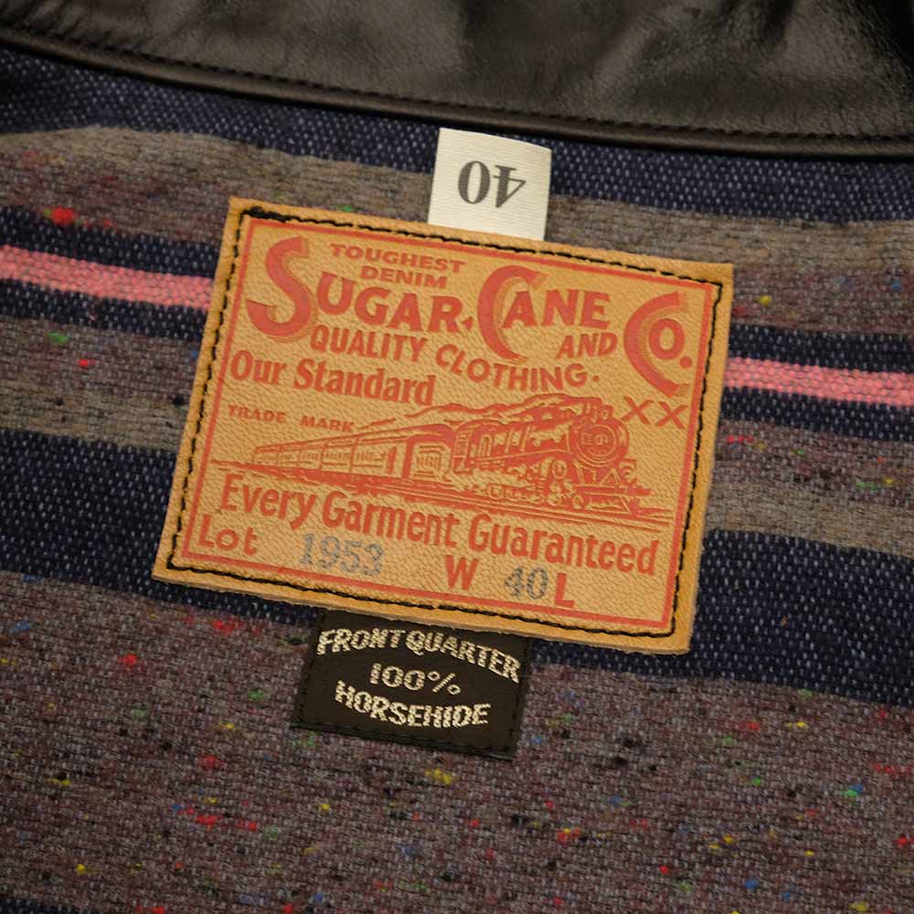 SUGAR CANE - BLACK HORSEHIDE LEATHER JACKET 1953 MODEL - SC80681