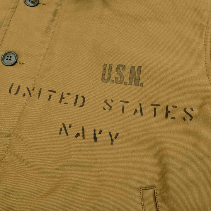 BUZZ RICKSON'S - N-1 KHAKI - NAVAL CLOYHING DEPOT DEMOTEX-ED - STENCIL MIDWAY - BR15766