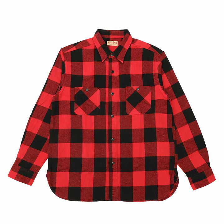 SUGAR CANE - TWILL PLAID WORK SHIRT - SC29557