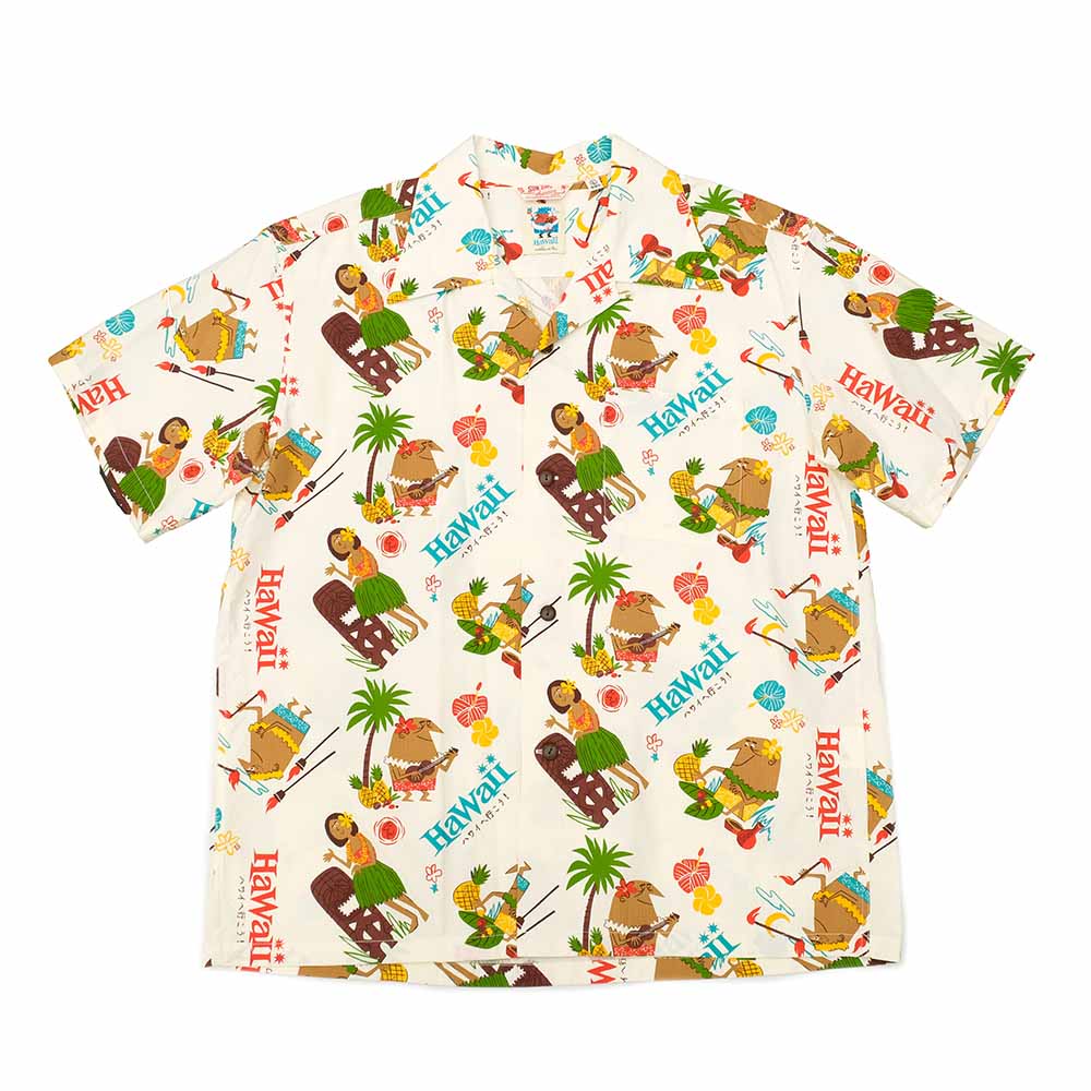 SUN SURF - COTTON SEERSUCKER OPEN SHIRT - TRIP TO HAWAII - by 柳原良平 with MOOKIE SS39537