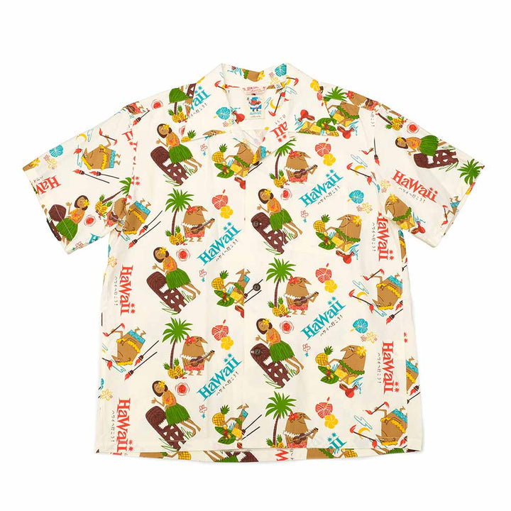 SUN SURF - COTTON SEERSUCKER OPEN SHIRT - TRIP TO HAWAII - by 柳原良平 with MOOKIE SS39537