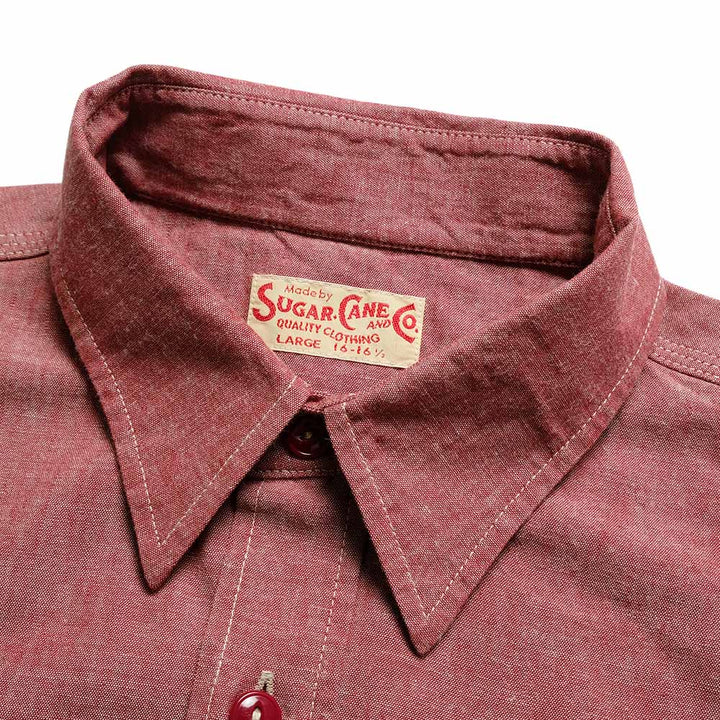SUGAR CANE - RED CHAMBRAY WORK SHIRT - SC29682