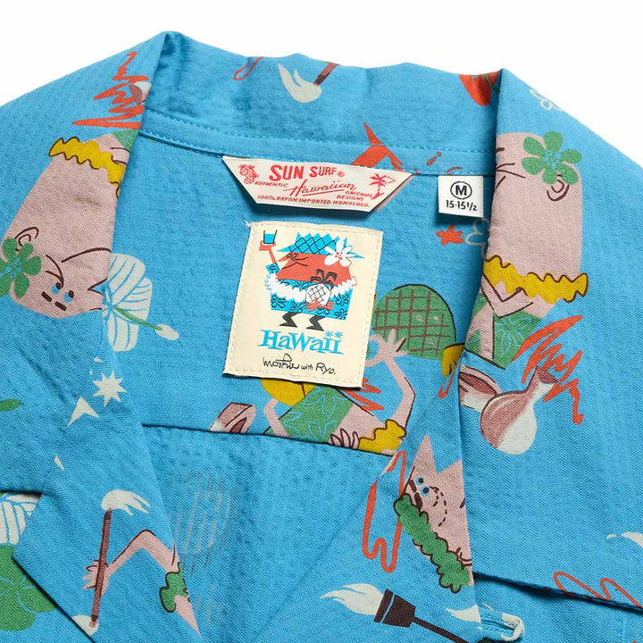 SUN SURF - COTTON SEERSUCKER OPEN SHIRT - TRIP TO HAWAII - by RYOHEI YANAGIHARA with MOOKIE - SS39537