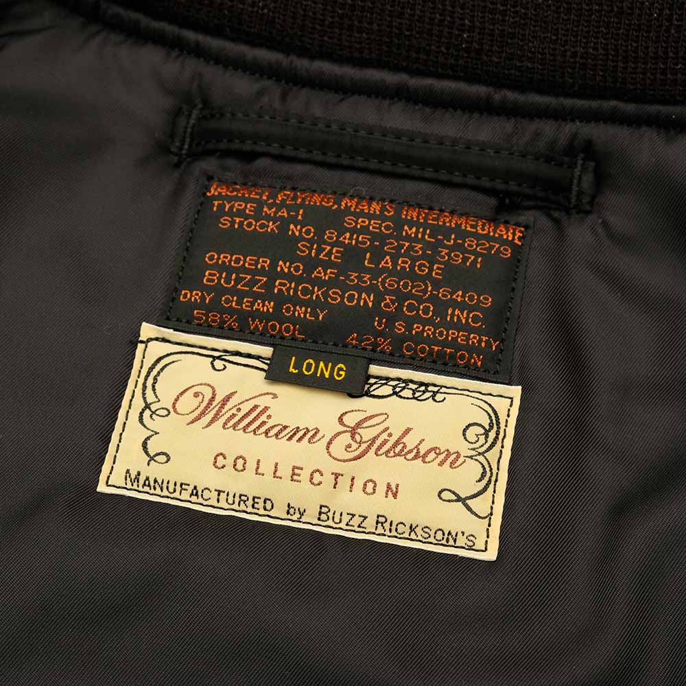 BUZZ RICKSON'S - WILLIAM GIBSON COLLECTION Type BLACK MA-1 LONG MODEL - ALBERT TURNER & CO., INC. MODEL - BR15772