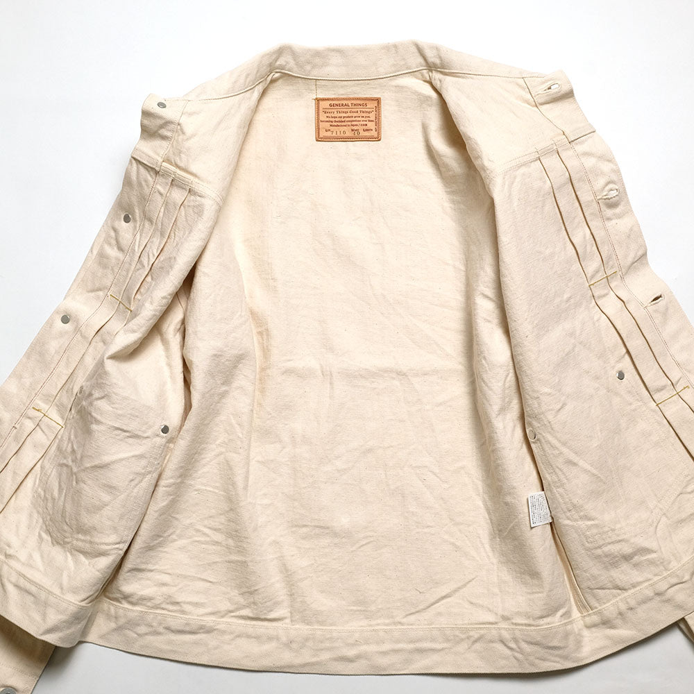 GENERAL THINGS - 2 Pockets Solid Denim Jacket - 14oz. White Denim - 7110W