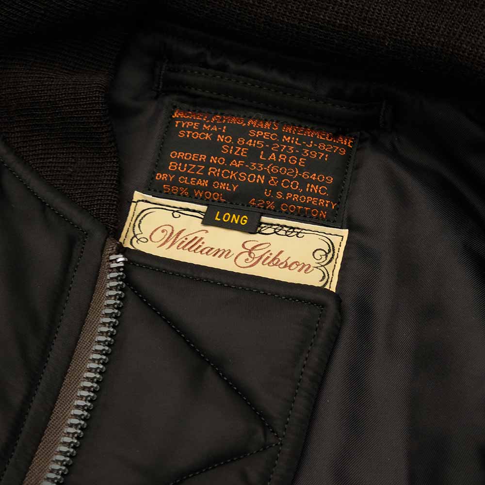BUZZ RICKSON'S - WILLIAM GIBSON COLLECTION Type BLACK MA-1 LONG MODEL - ALBERT TURNER & CO., INC. MODEL - BR15772