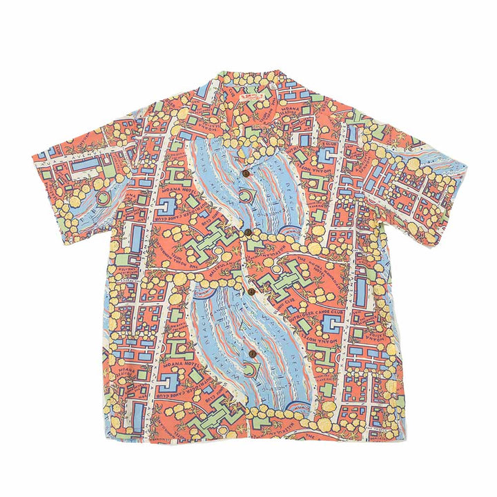 SUN SURF - RAYON HAWAIIAN SHIRT - WAIKIKI MAP - SS39424