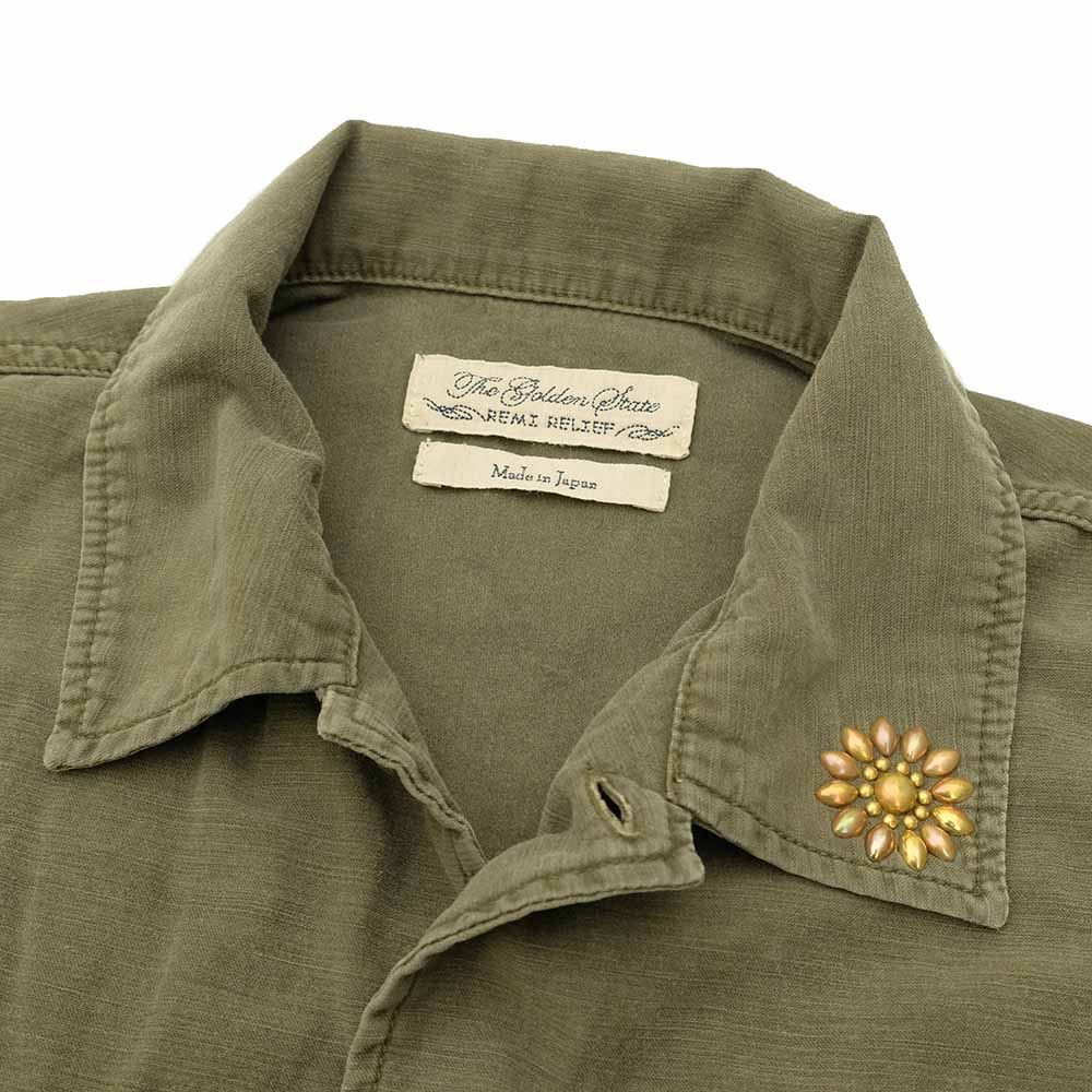 REMI RELIEF - WIDE MILITARY SHIRT - Large Flower Studs - RN2043SDO