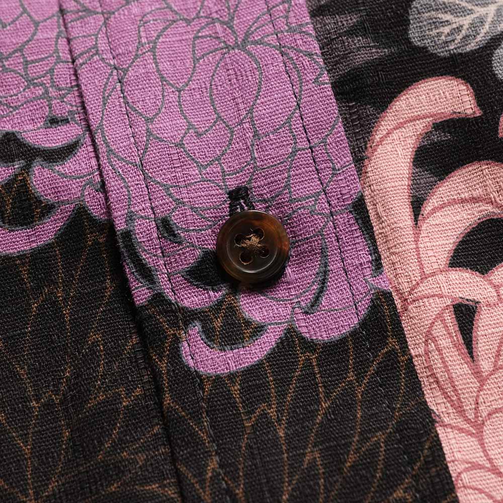 衣櫻 - サザンクロス素材 - 長袖レギュラーシャツ - 型染菊尽し - SA1782