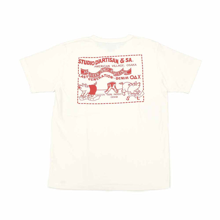 STUDIO D’ARTISAN - USA COTTON T-SHIRT - TWO PIG MARK - 8153
