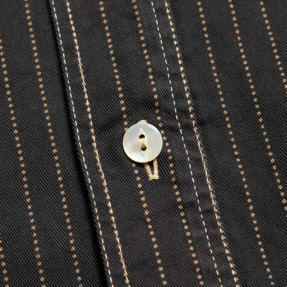 SUGAR CANE - FICTION ROMANCE - 8.5oz. BLACK WABASH STRIPE - S/S WORK SHIRT - SC39702