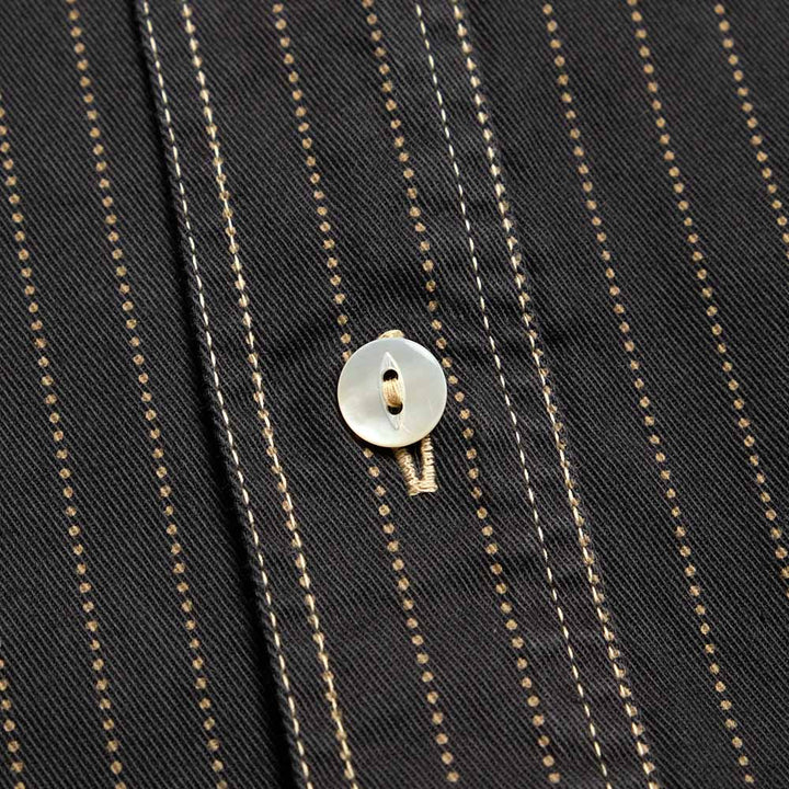 SUGAR CANE - FICTION ROMANCE - 8.5oz. BLACK WABASH STRIPE - S/S WORK SHIRT - SC39702