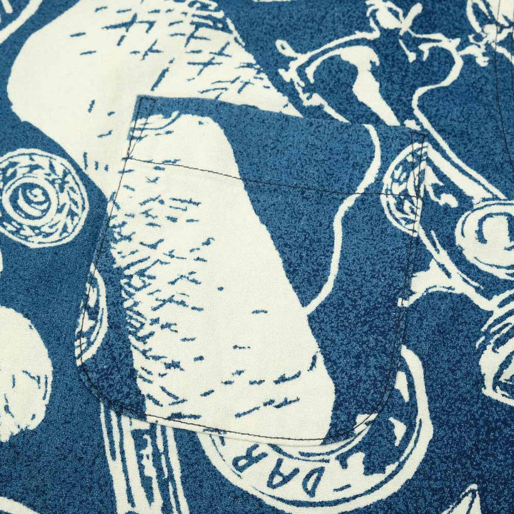 STUDIO D’ARTISAN - Indigo Discharge Print Aloha Shirt - Sewing Goods - 5722