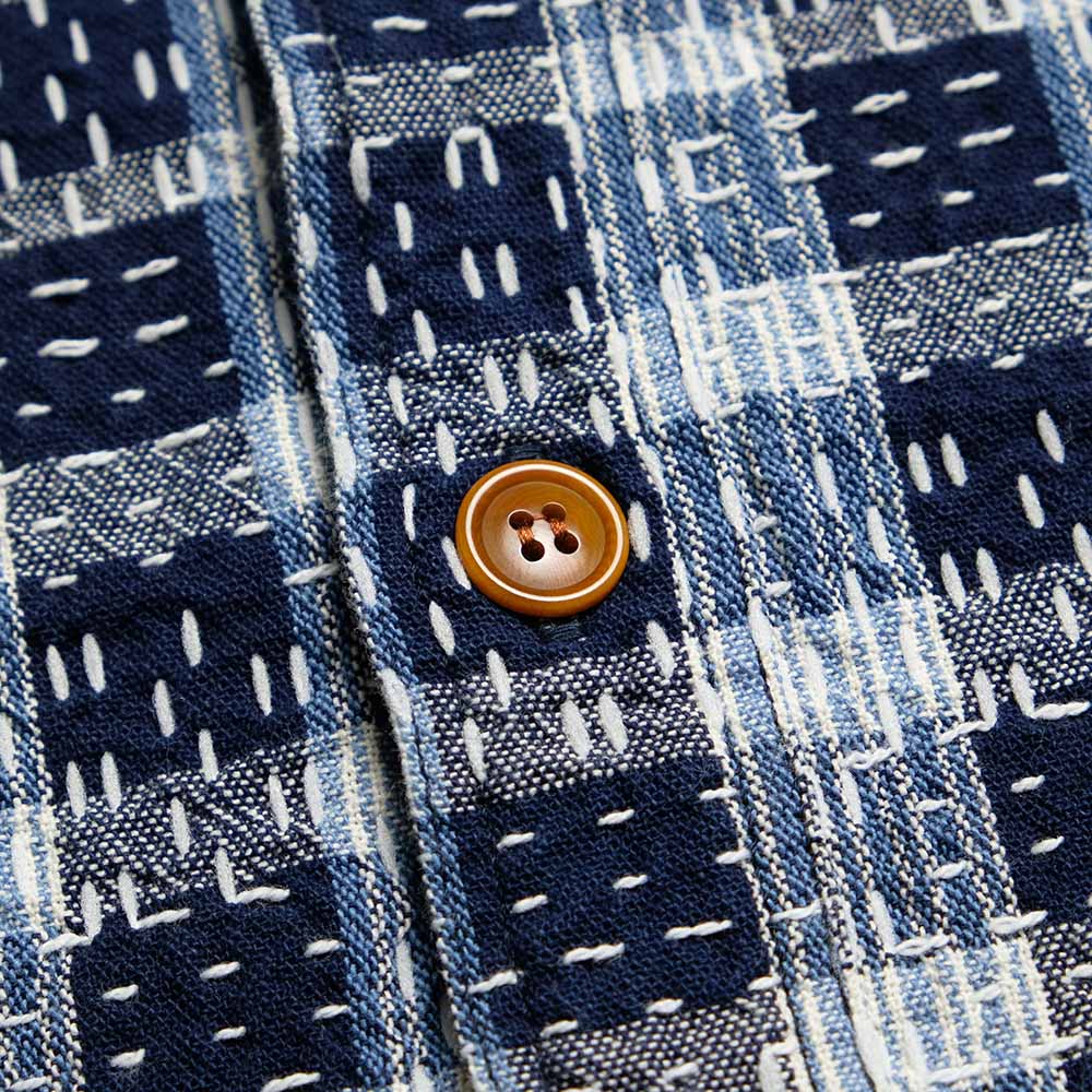 STUDIO D’ARTISAN & SA. - INDIGO NORAGI SASHIKO S/S SHIRT - 5738