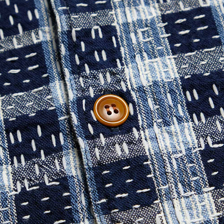 STUDIO D’ARTISAN & SA. - INDIGO NORAGI SASHIKO S/S SHIRT - 5738