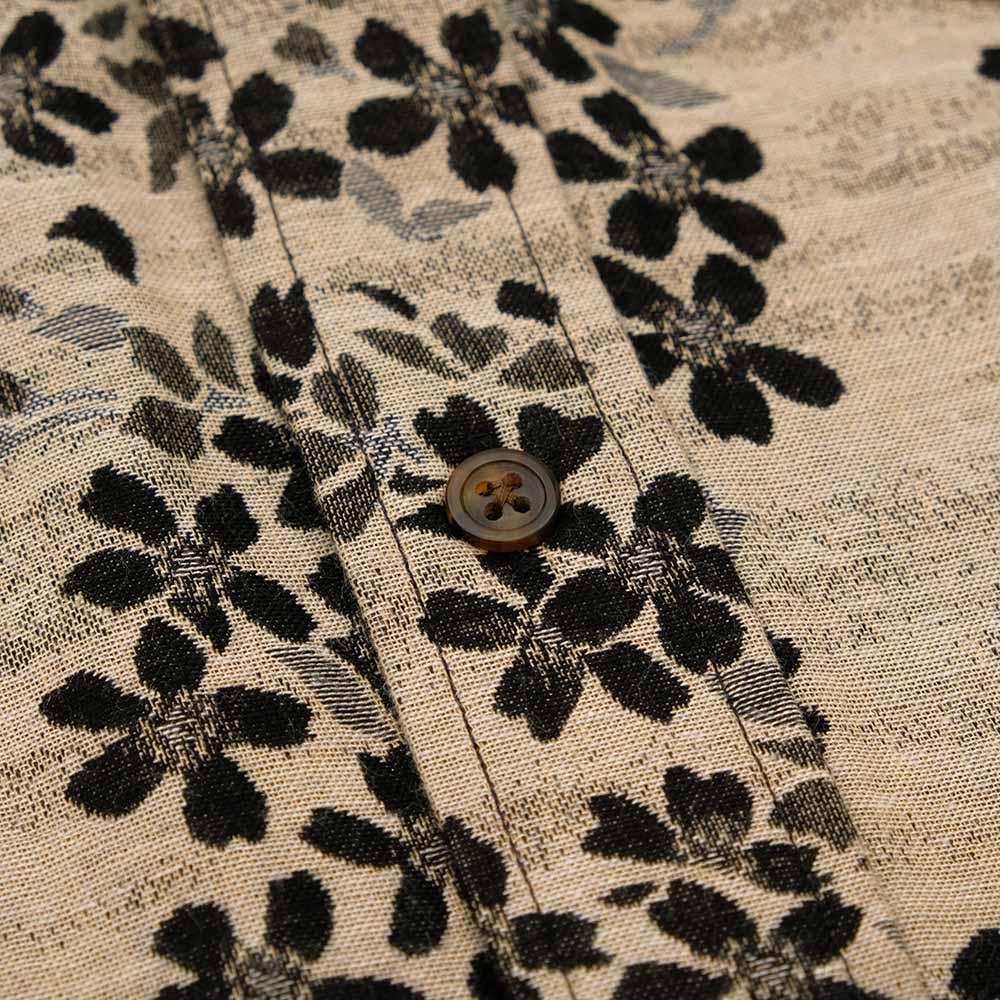 KOROMO ZAKURA - Double-weave Jacquard Gauze Cloth - Long-Sleeve Regular Shirt - Black Cherry Blossoms - SA1661