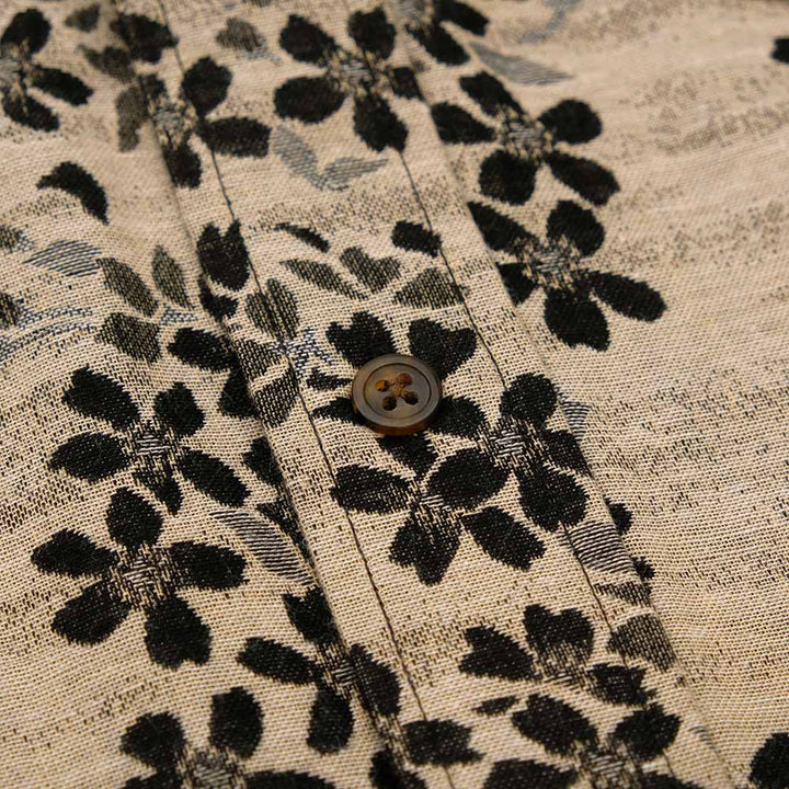 KOROMO ZAKURA - Double-weave Jacquard Gauze Cloth - Long-Sleeve Regular Shirt - Black Cherry Blossoms - SA1661