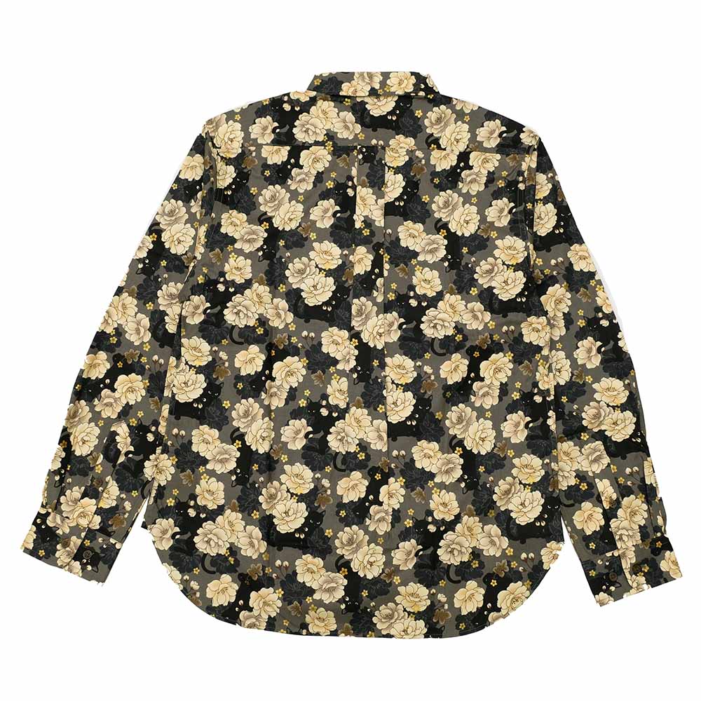 衣櫻 - シーチング素材 - 長袖レギュラーシャツ - ミニ黒猫 - SA1645