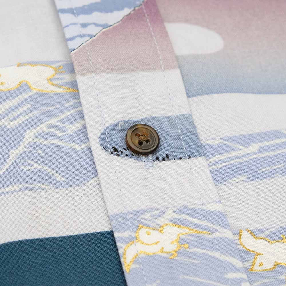 衣櫻 - シーチング素材 - 長袖レギュラーシャツ - 赤富士 - SA1665