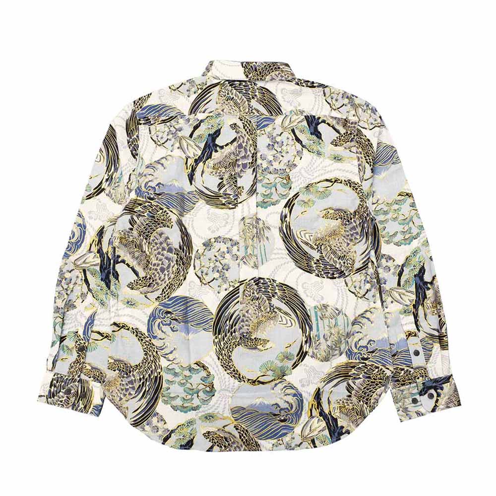 KOROMO ZAKURA - Southern Cloth - Long-Sleeve Regular Shirt - Hawk depicted with Japanese traditional technique, KINSAI-style - SA1727