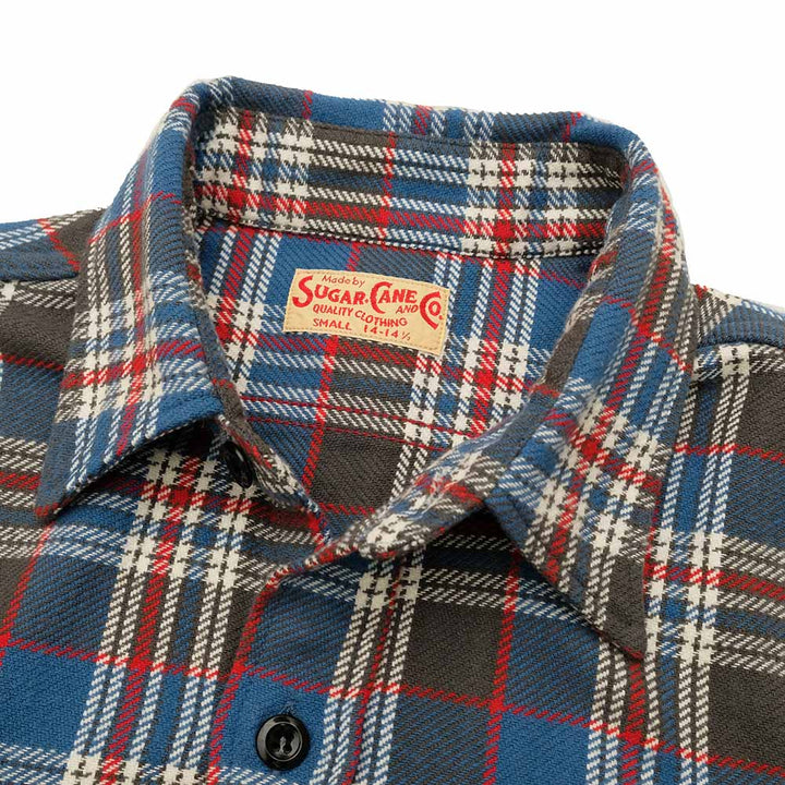 SUGAR CANE - TWILL CHECK WORK SHIRT - SC29564