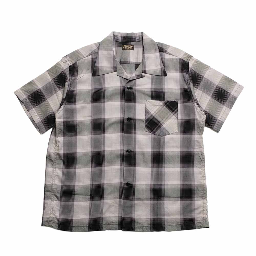 SUGAR CANE - COTTON OMBRE CHECK - S/S OPEN SHIRT - SC39724