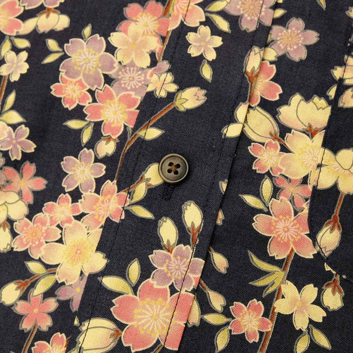 衣櫻 - シーチング素材 - 長袖レギュラーシャツ - 枝垂桜 - SA1721