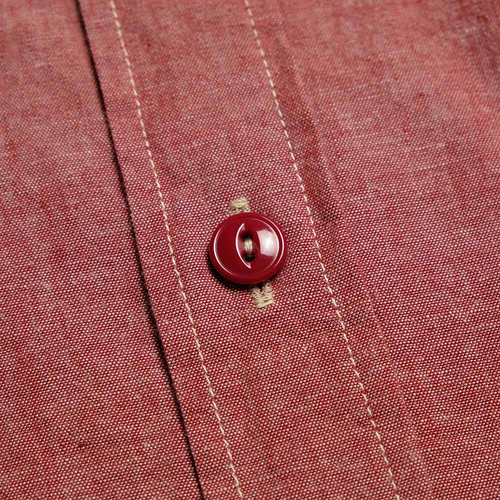 SUGAR CANE - RED CHAMBRAY WORK SHIRT - SHORT SLEEVE - SC39703