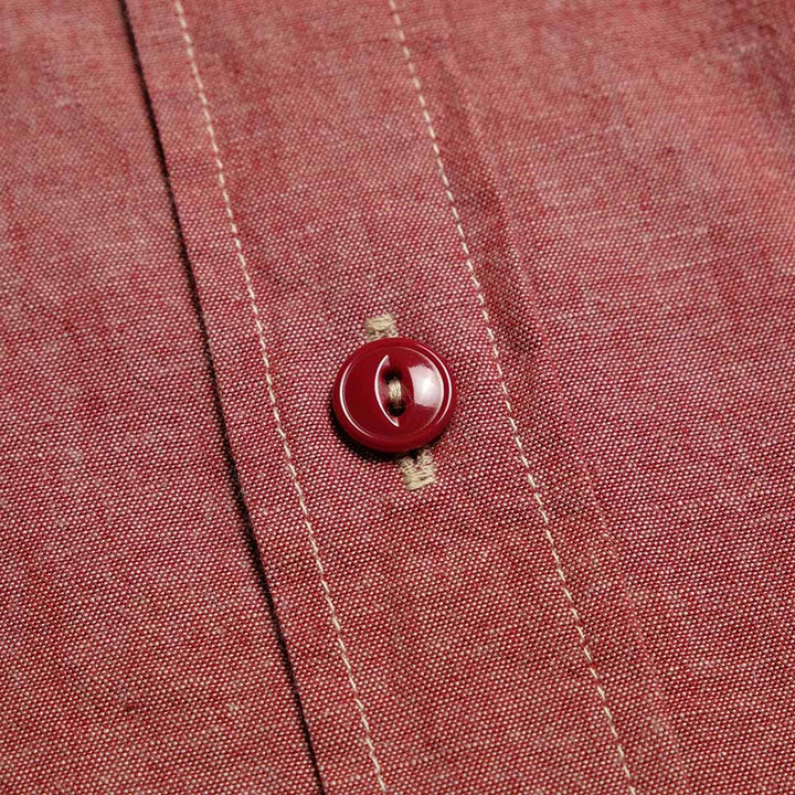 SUGAR CANE - RED CHAMBRAY WORK SHIRT - SHORT SLEEVE - SC39703