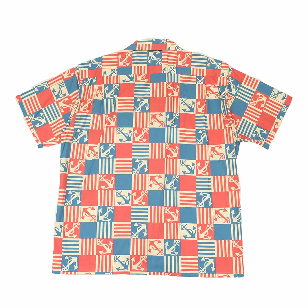 SUN SURF - COTTON BROAD OPEN SHIRT - ANCHOR SQUARES - SS39506