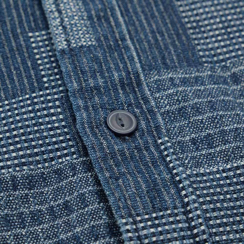 衣櫻 - コットンジャガード素材 - 長袖ワークシャツ - パッチワークジャガード - SA1648