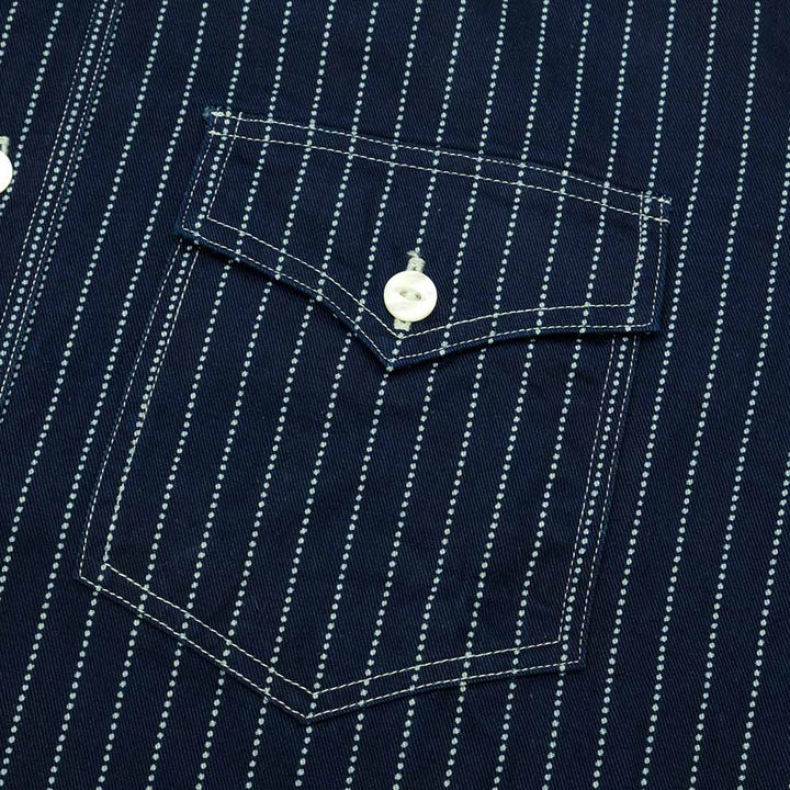 SUGAR CANE FICTION ROMANCE 8.5oz. WABASH STRIPE WORK SHIRT SC29164