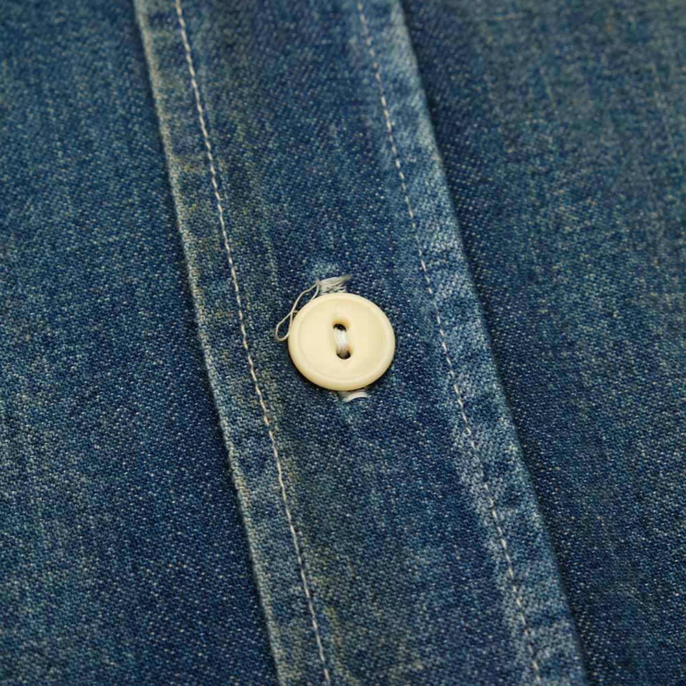SUGAR CANE - BLUE DENIM WORK SHIRT AGED MODEL - SC29474