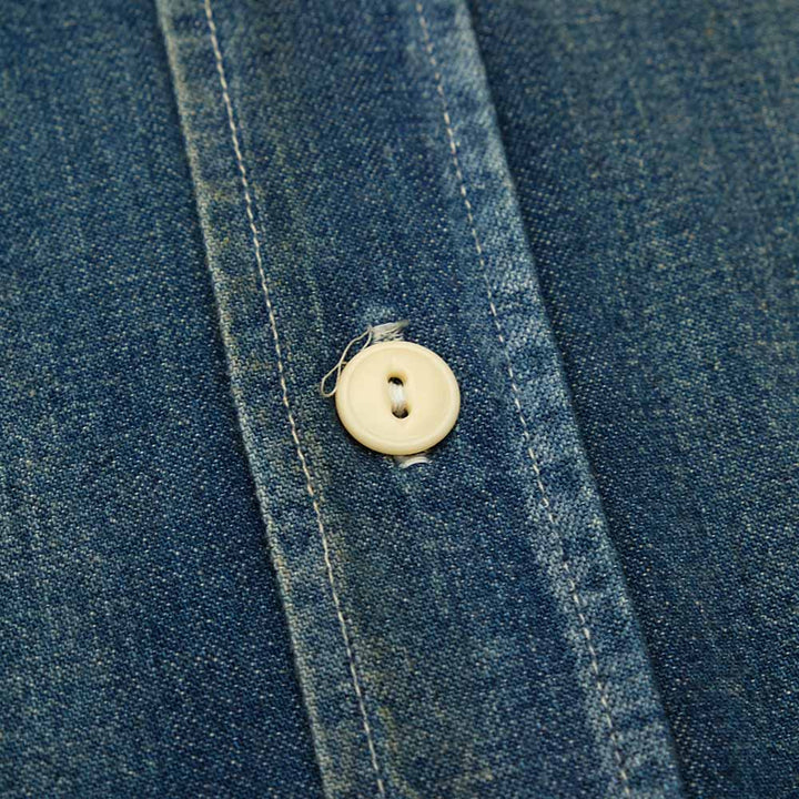 SUGAR CANE - BLUE DENIM WORK SHIRT AGED MODEL - SC29474