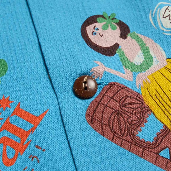 SUN SURF - COTTON SEERSUCKER OPEN SHIRT - TRIP TO HAWAII - by RYOHEI YANAGIHARA with MOOKIE - SS39537