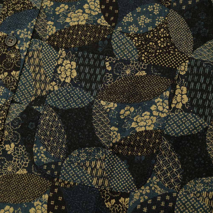 衣櫻 - ムラ糸クロス素材 - 長袖レギュラーシャツ - 変わり七宝 - SA1718