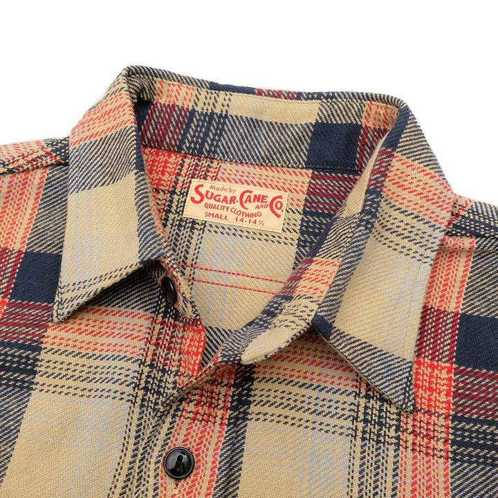 SUGAR CANE - TWILL CHECK WORK SHIRT - SC29562