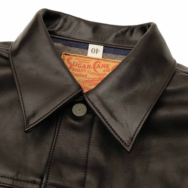 SUGAR CANE - BLACK HORSEHIDE LEATHER JACKET 1953 MODEL - SC80681
