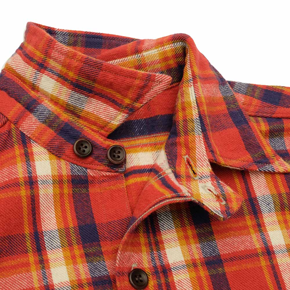 WAREHOUSE - Lot.3022 FLANNEL SHIRTS WITH CHINSTRAP - G柄 - ONE WASH - 3022G-23