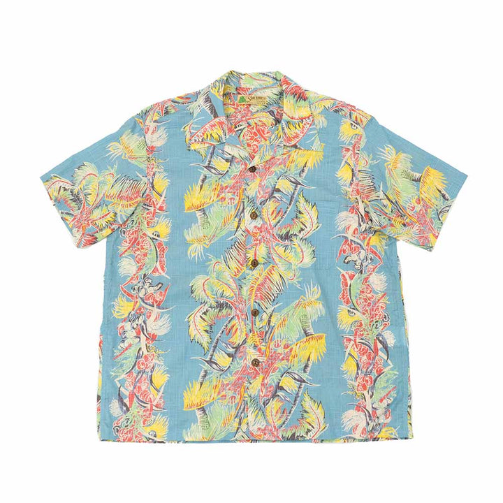 SUN SURF - COTTON LINEN SLUBYARN OPEN SHIRT - COCO PALMS - SS39503
