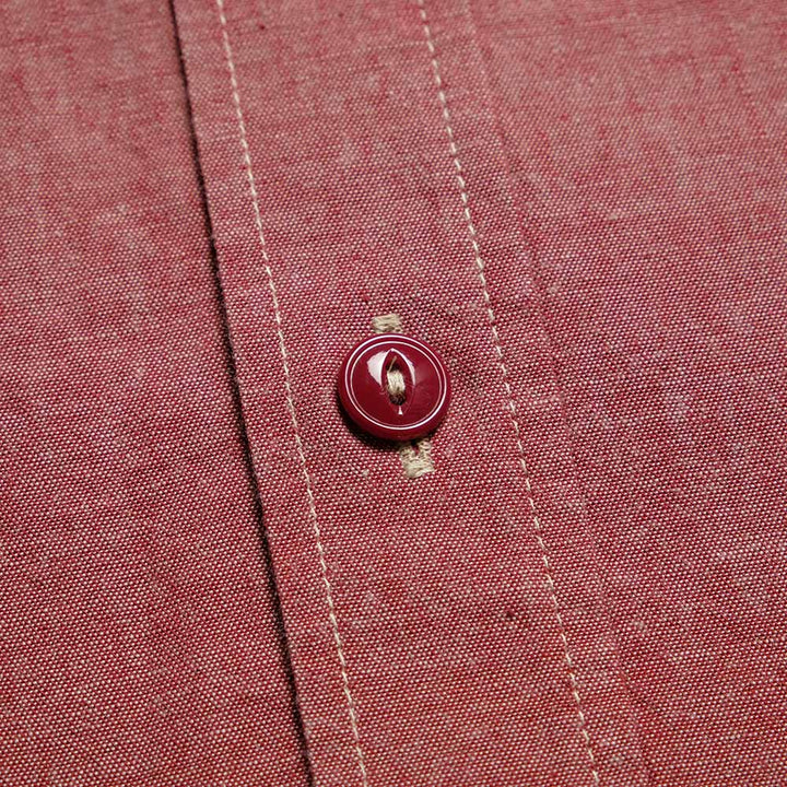 SUGAR CANE - RED CHAMBRAY WORK SHIRT - SC29682