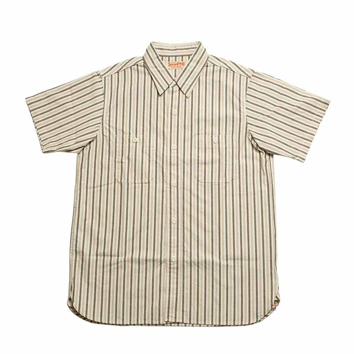 SUGAR CANE - COTTON STRIPE S/S WORK SHIRT - SC39730
