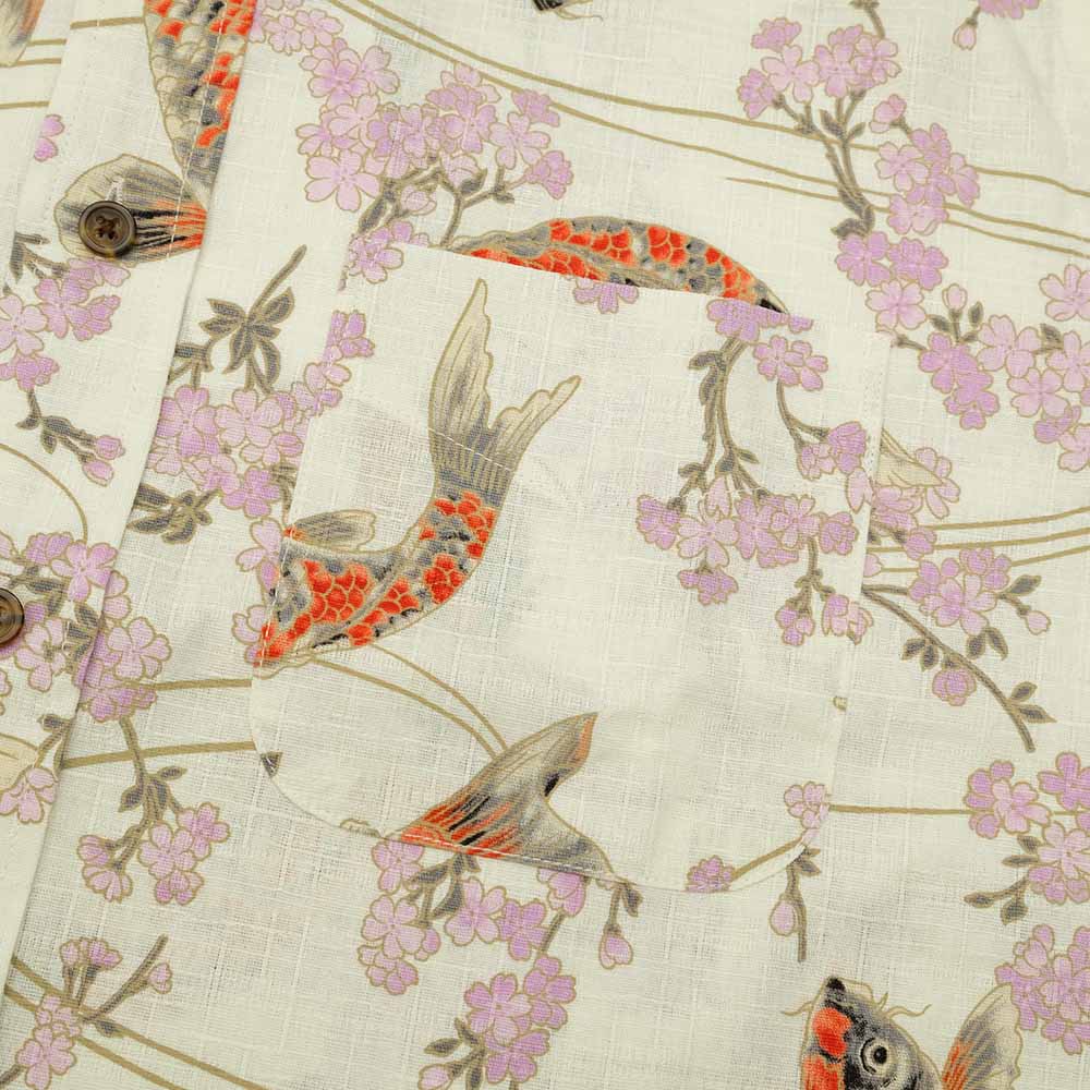 衣櫻 サザンクロス素材 長袖レギュラーシャツ 跳ね鯉 SA1565