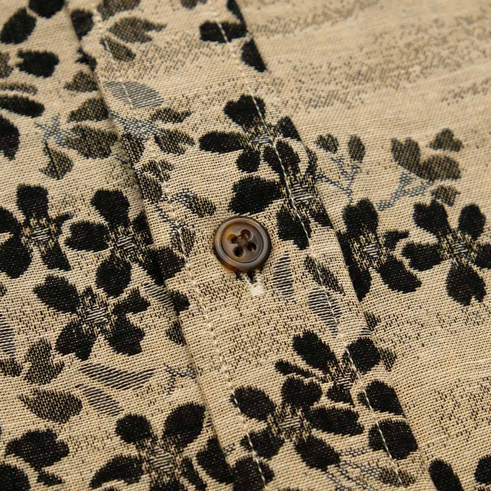 衣櫻 - 二重織ジャガードガーゼ素材 - 半袖レギュラーカラーシャツ - 黒桜 - SA1609