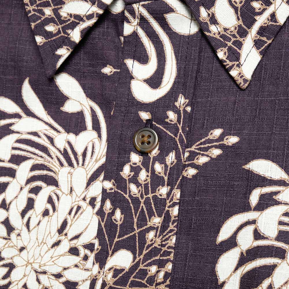 Koromozakura - Southern Cloth - Short-Sleeve Regular Shirt - Chrysanthemum - SA1686