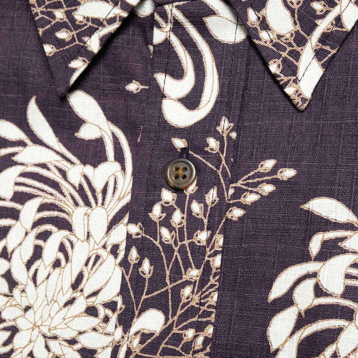 Koromozakura - Southern Cloth - Short-Sleeve Regular Shirt - Chrysanthemum - SA1686