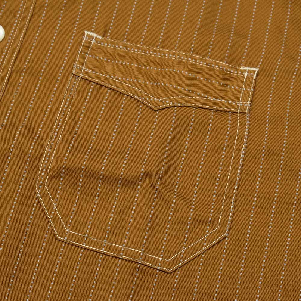 SUGAR CANE - FICTION ROMANCE - 8.5oz. BROWN WABASH STRIPE - S/S WORK SHIRT - SC38700