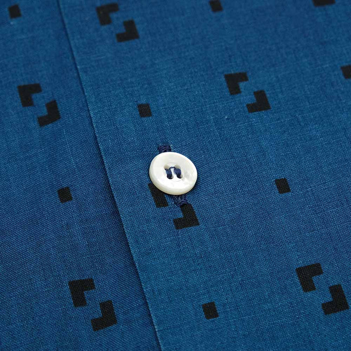 SUGAR CANE - FICTION ROMANCE - 3.5oz. INDIGO PRINT OPEN SHIRT - SC39511