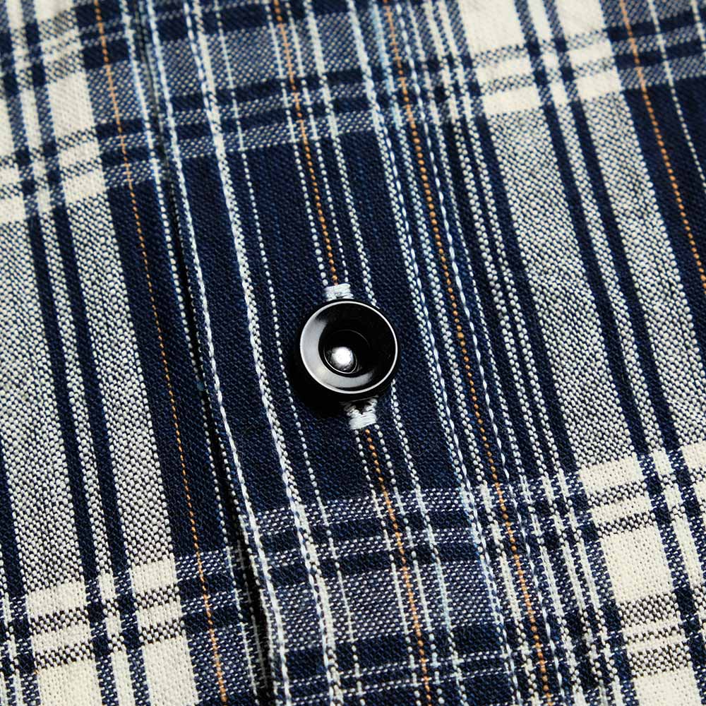 SUGAR CANE - FICTION ROMANCE - 6oz. INDIGO CHECK WORK SHIRT - SC29670
