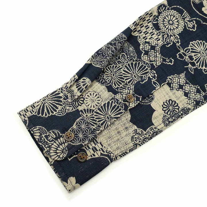 KOROMO ZAKURA - Uneven Yarn Cloth - Long-Sleeve Regular Shirt - KUMODORI(Cloud Pattern) - SA1595